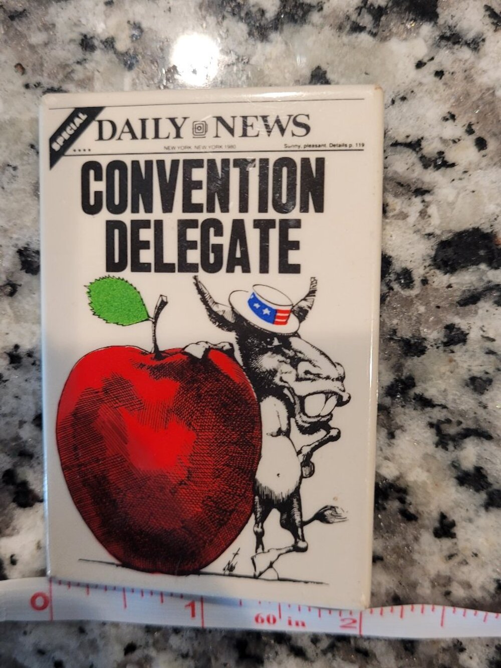 1980 VTG Jimmy Carter Daily News Newspaper Pin Delegate Convention New York PIN